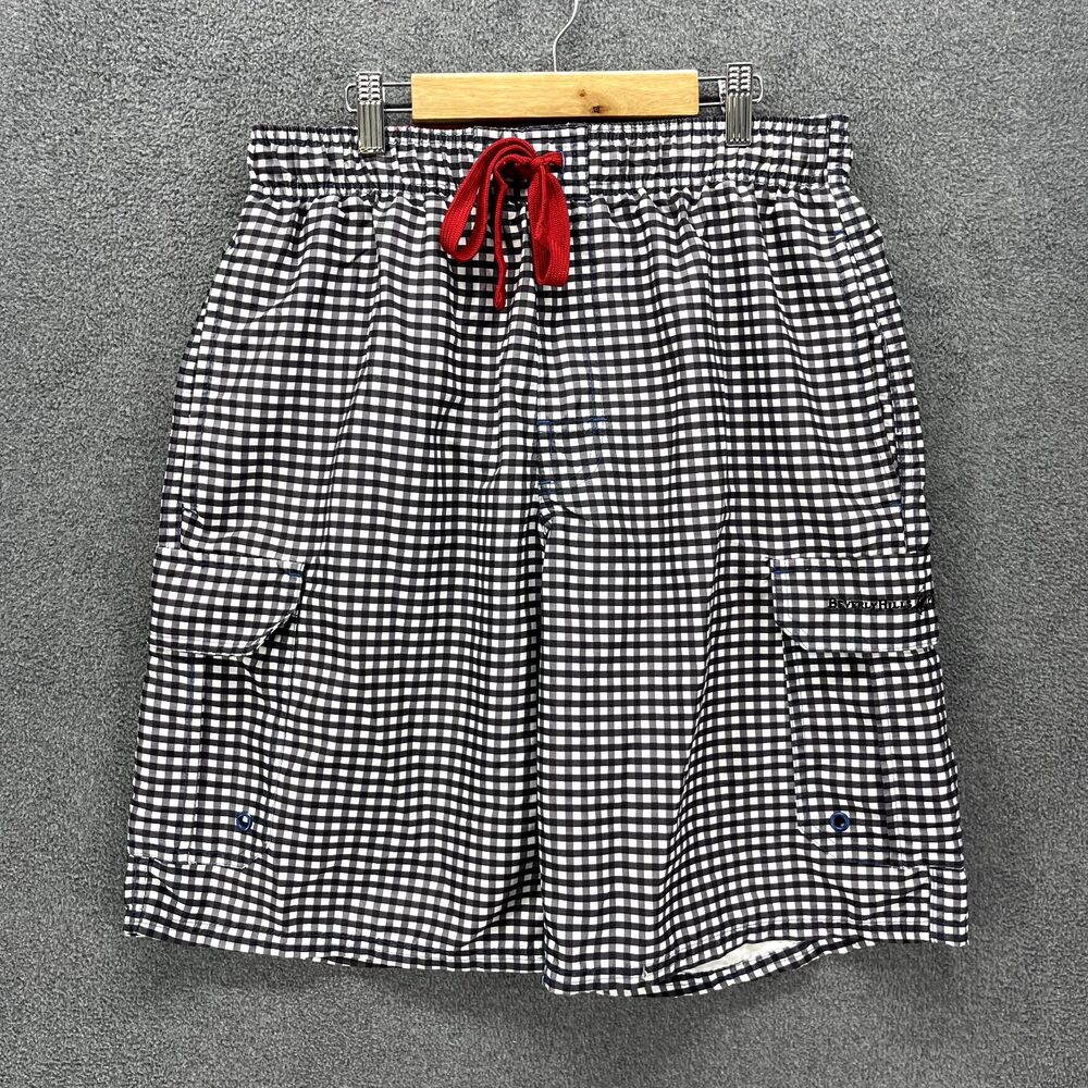 Beverly Hills Polo Club Trunks‎ Mens Small Swimming Shorts Black White Check